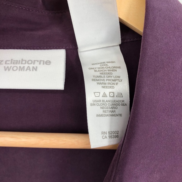 Liz Claiborne Womens Button Front Top Size 2X Purple Grape Office Career Mature - Picture 9 of 14